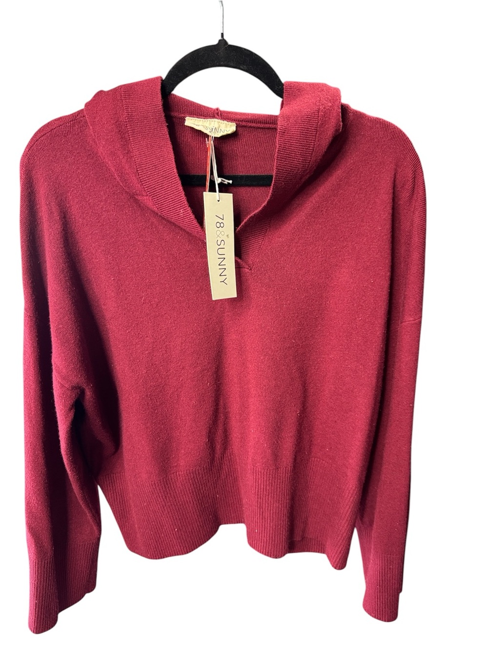 Women's Wine Cowl-Neck Sweater Size M
